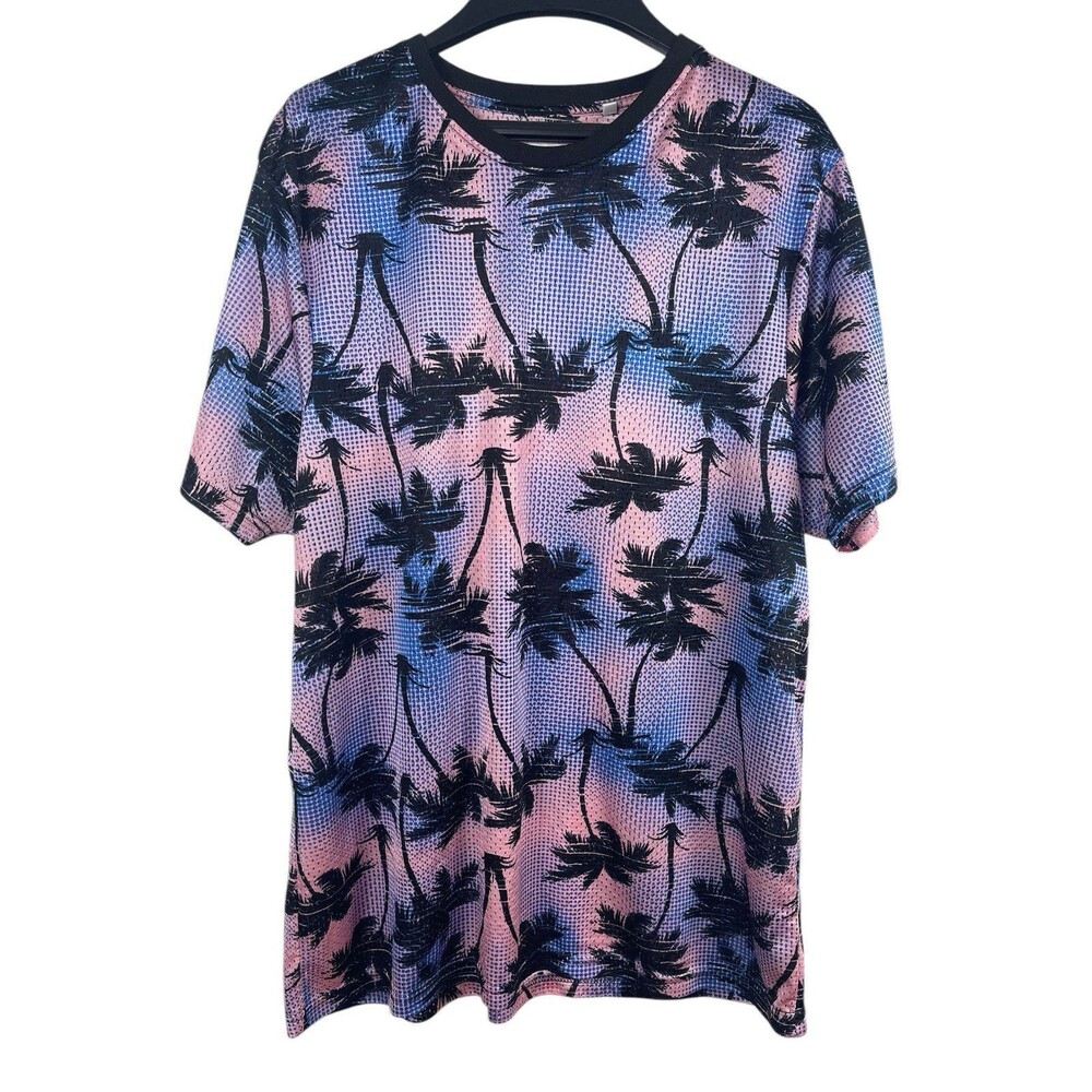 VTG Fresh Prince Of Bel Air Pink Blue Palm Tree Short Sleeve Mesh Jersey Shirt L